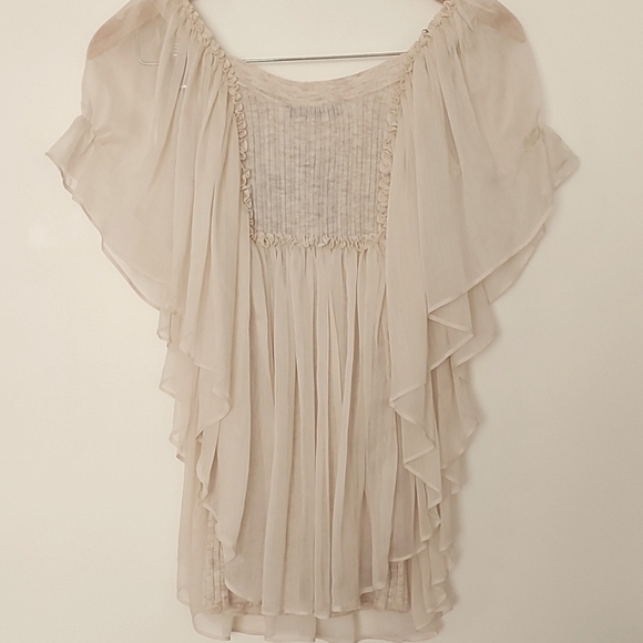 NWT Anthropologie Katherine Top with Crochet Detail Ivory Size 0 - Picture 2 of 8